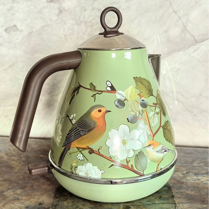 Electric Kettle Temperature Control - 1,7L Retro Rosa Blumenmuster Elektrischer Wasserkocher